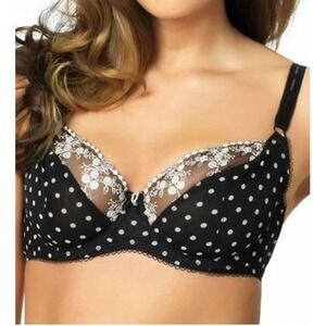 Felina Paramour Sweet Revenge Black White Polka Dot Underwire Lace Size‎ 34D